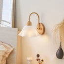 GobekUsa Cream LED Wooden Flower Wall Lamp, Modern Bedroom Bedside Reading Light