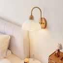 GobekUsa Cream LED Wooden Flower Wall Lamp, Modern Bedroom Bedside Reading Light