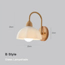 GobekUsa Cream LED Wooden Flower Wall Lamp, Modern Bedroom Bedside Reading Light