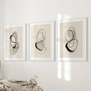 Black and Beige Abstract Set of 3 Wall Art. Minimalist Lines by Wall Art Set