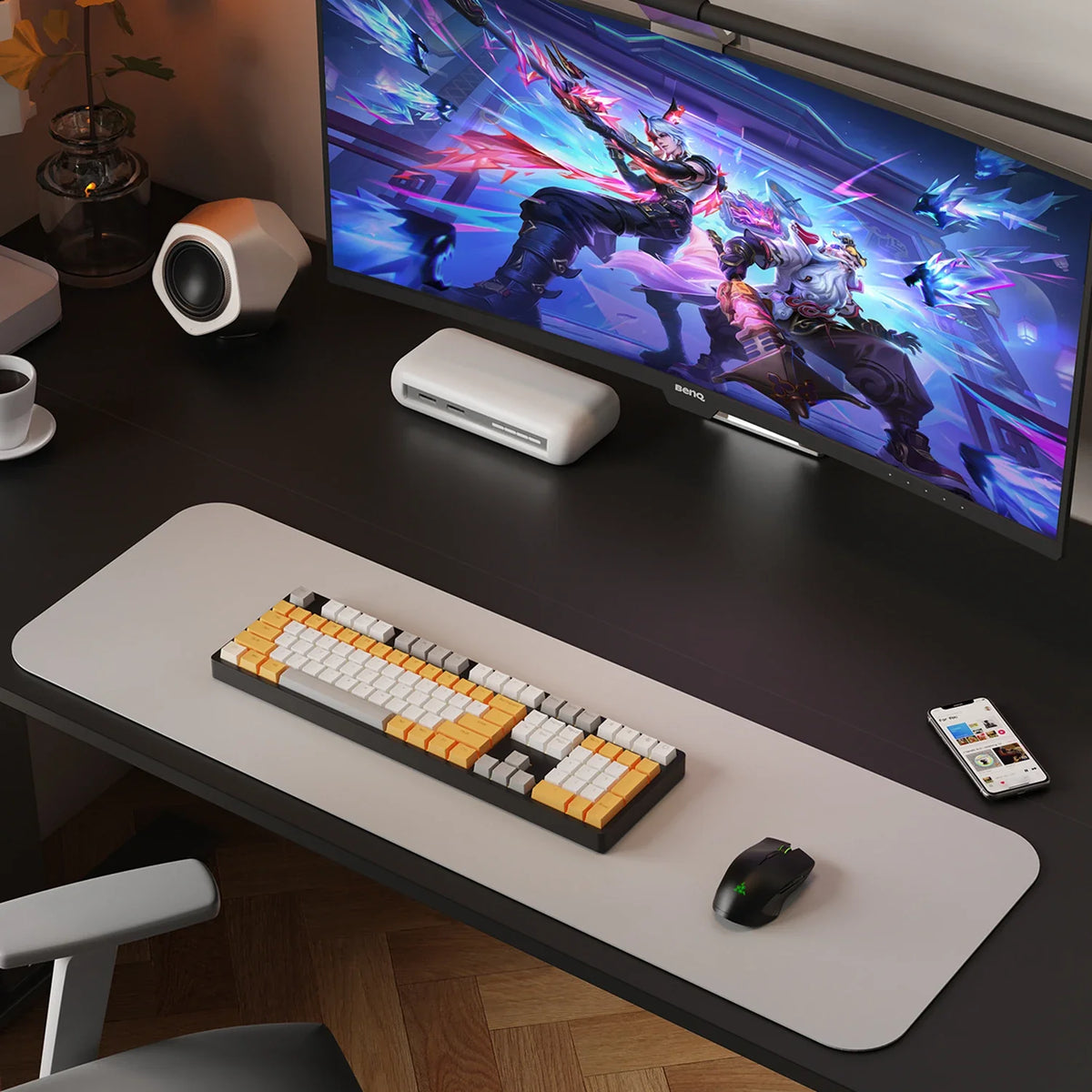 Two-Piece Tabletop Standing Desk, installed in a room