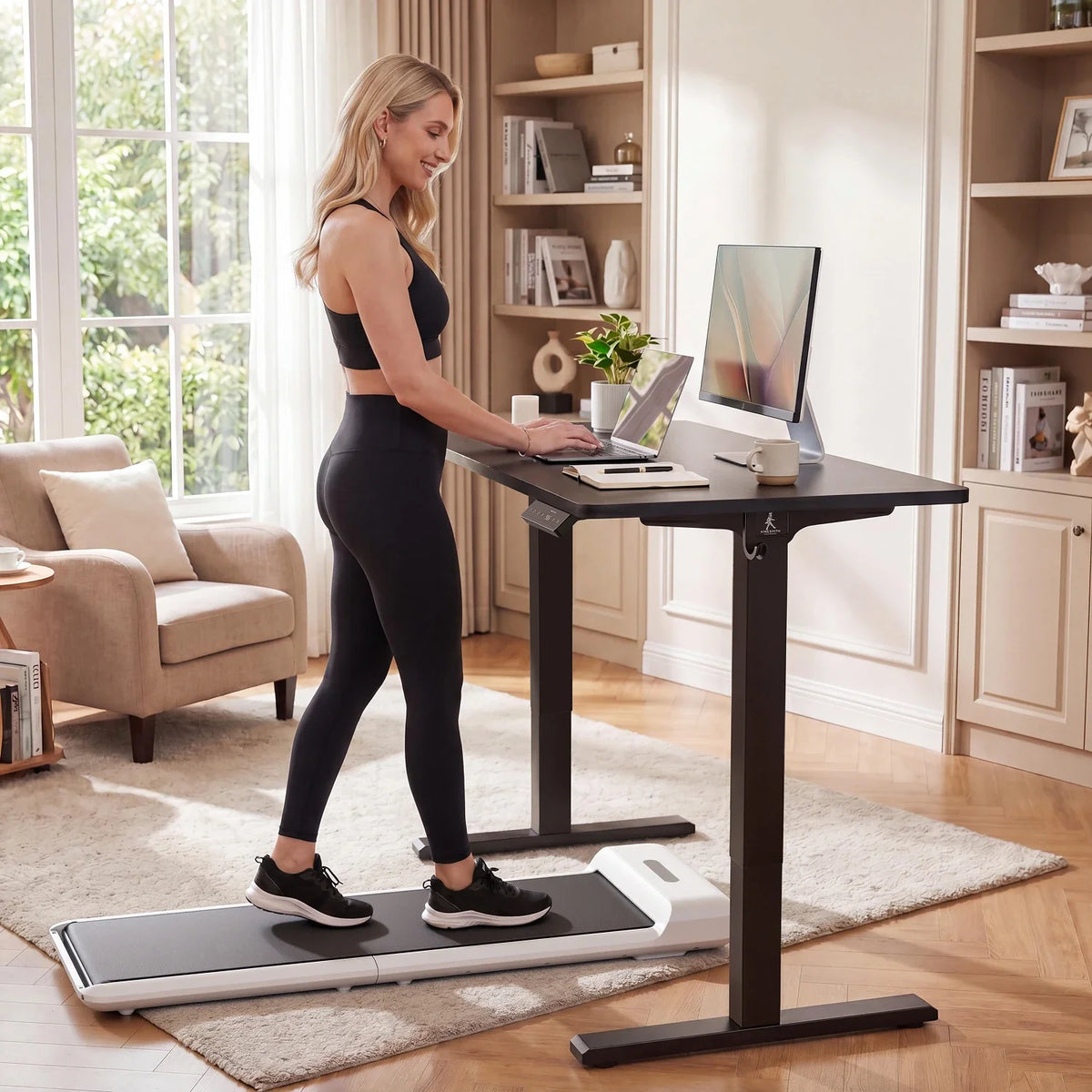 Two-Piece Tabletop Standing Desk, installed in a room
