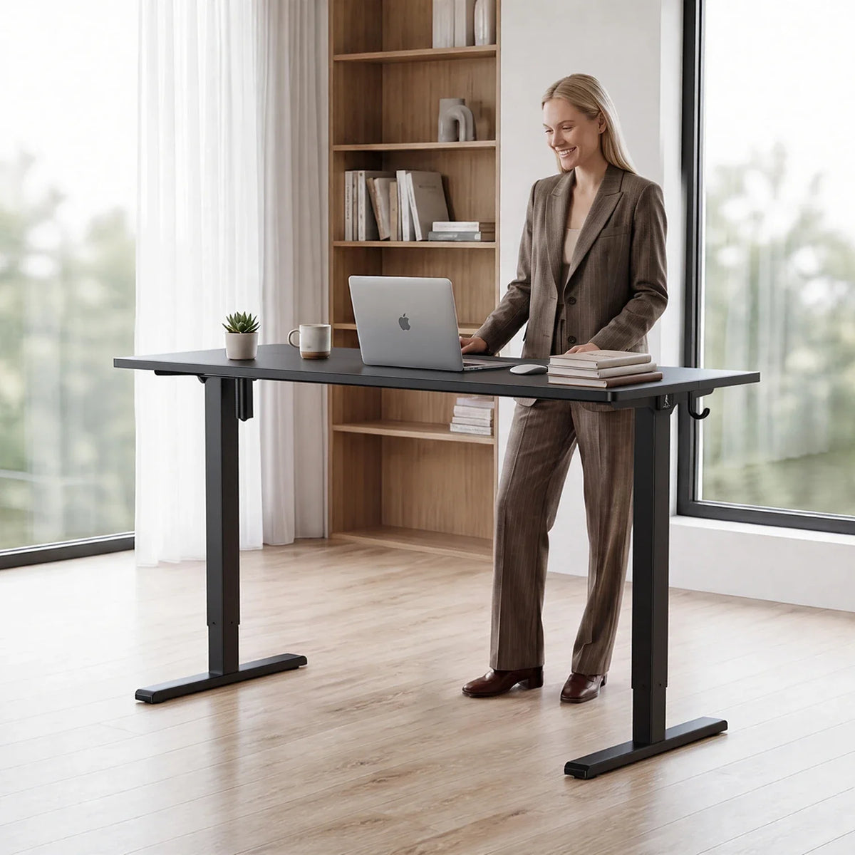 Two-Piece Tabletop Standing Desk, installed in a room