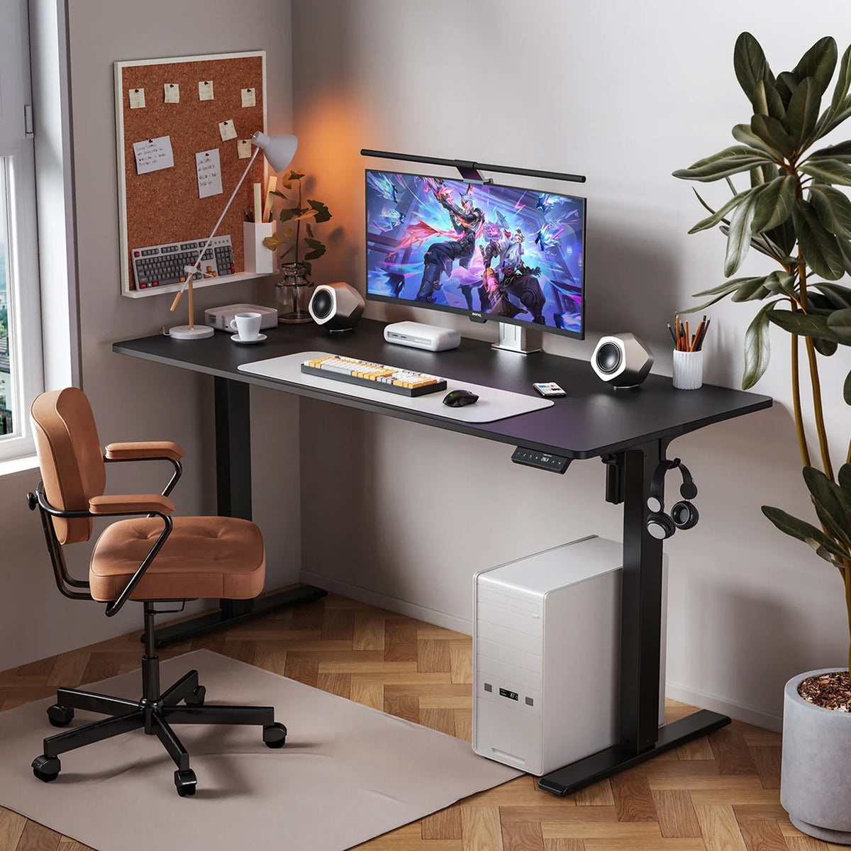 Two-Piece Tabletop Standing Desk, installed in a room