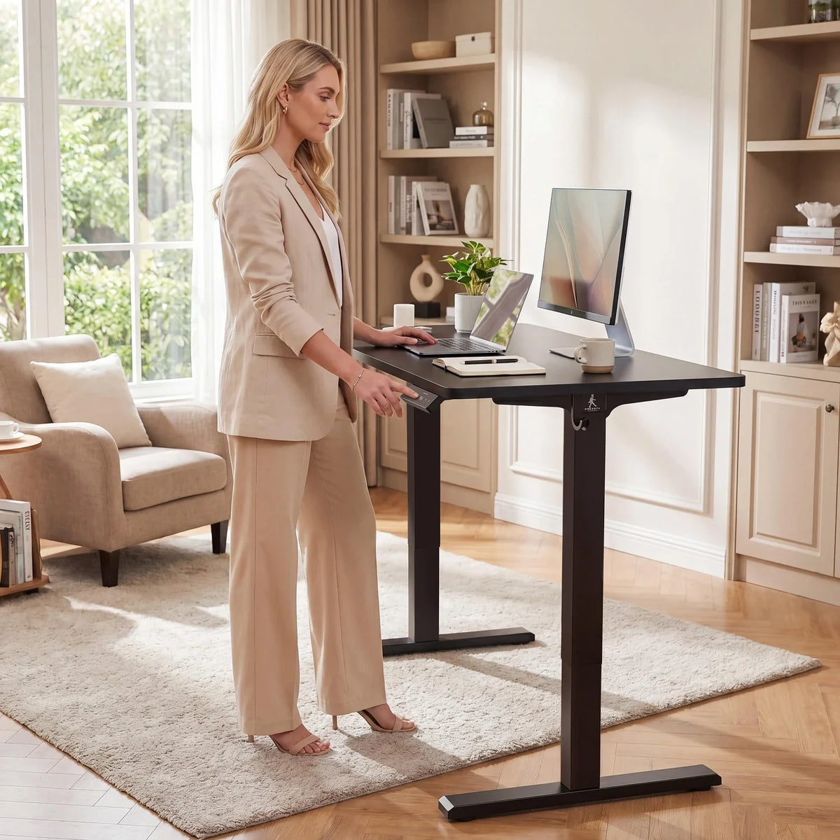 Two-Piece Tabletop Standing Desk, installed in a room