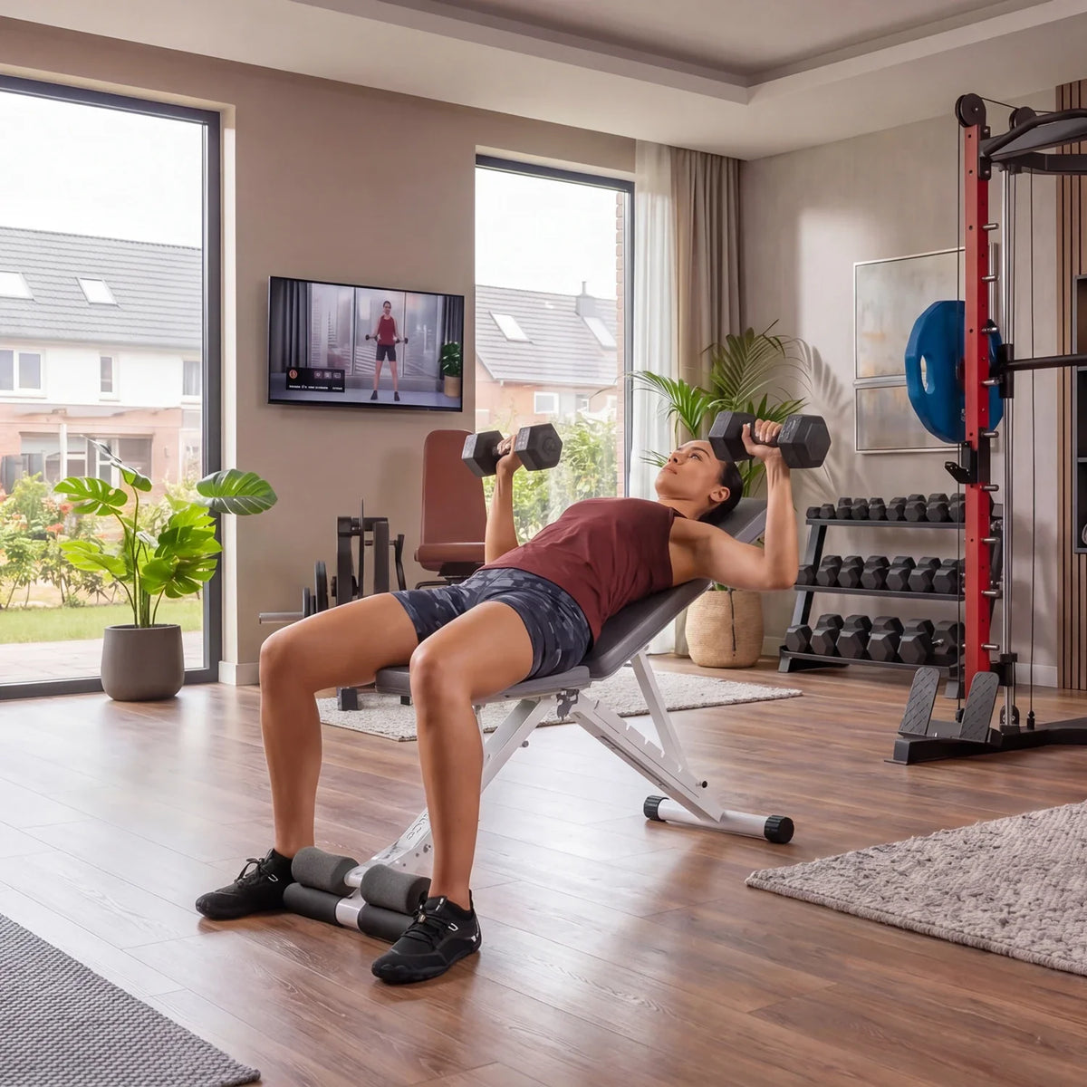 MATE-FB1 Folding Weight Bench, installed in a room