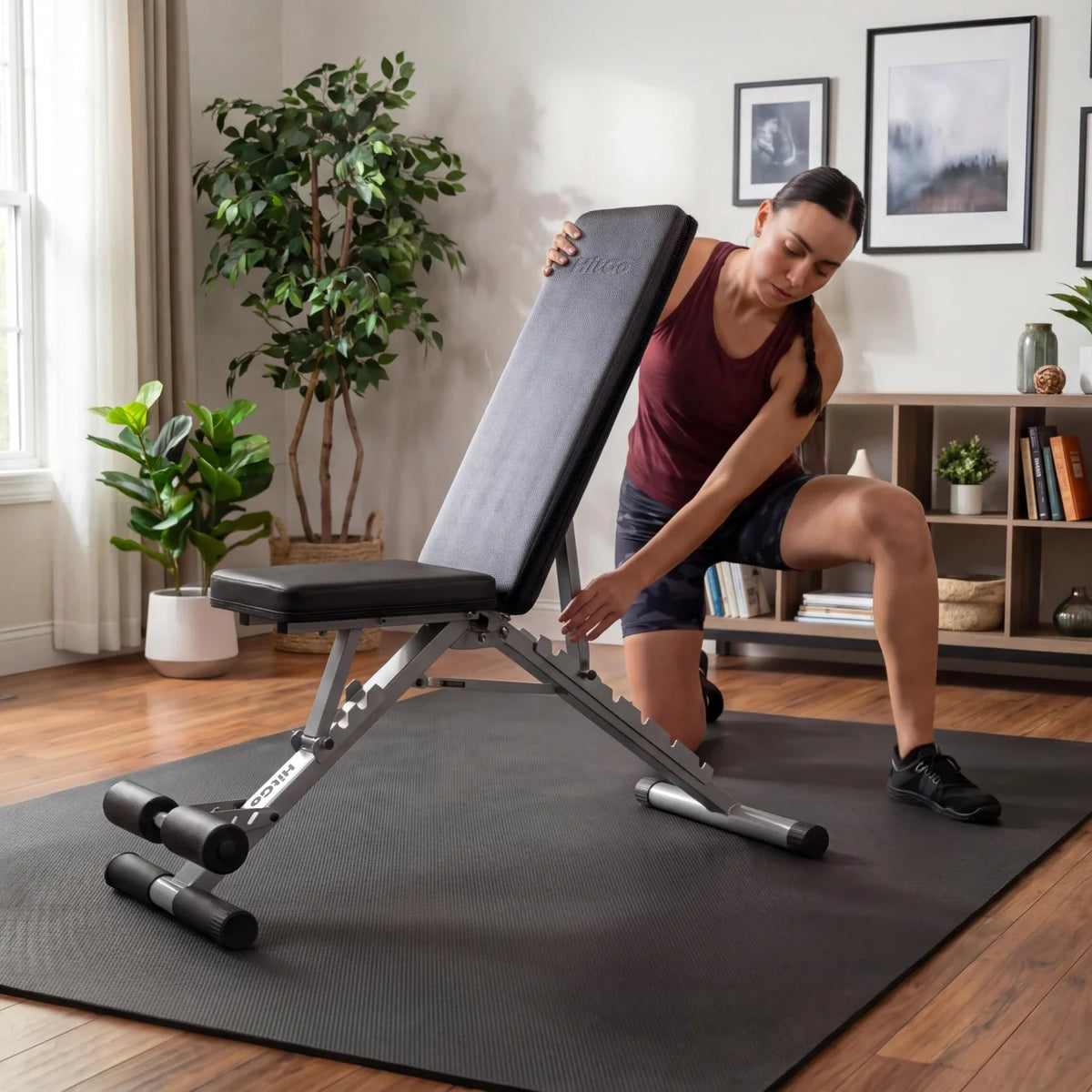 MATE-FB1 Folding Weight Bench, installed in a room