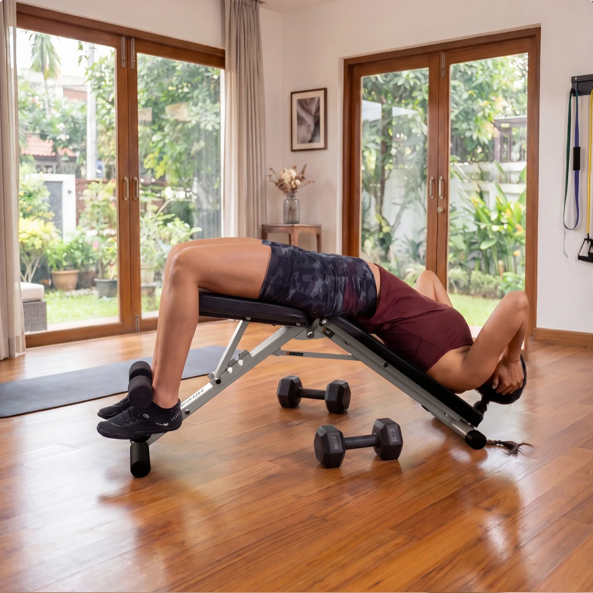 MATE-FB1 Folding Weight Bench, installed in a room
