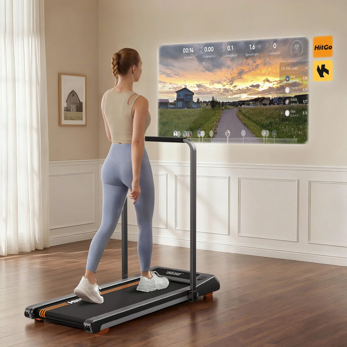 H1 2 in 1 Under-desk treadmill, installed in a room
