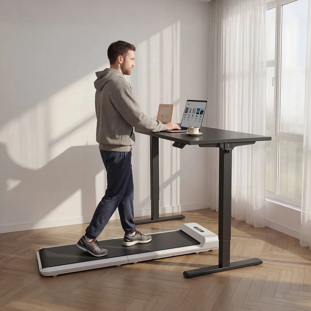 One-piece Tabletop Standing Desk, installed in a room