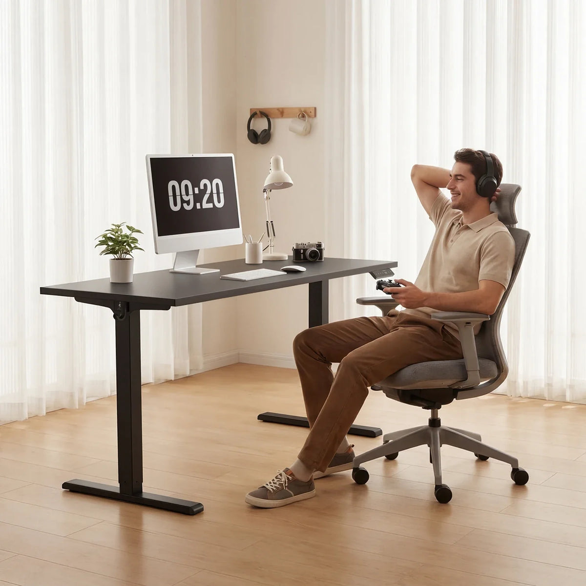 One-piece Tabletop Standing Desk, installed in a room