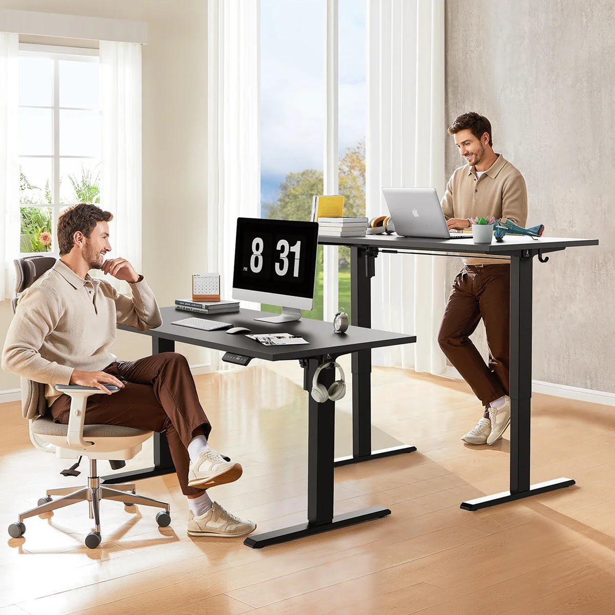 One-piece Tabletop Standing Desk, installed in a room