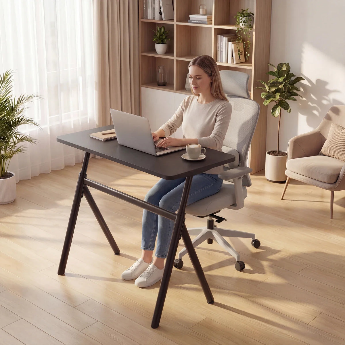 ETD6 Pneumatic Standing Desk, installed in a room