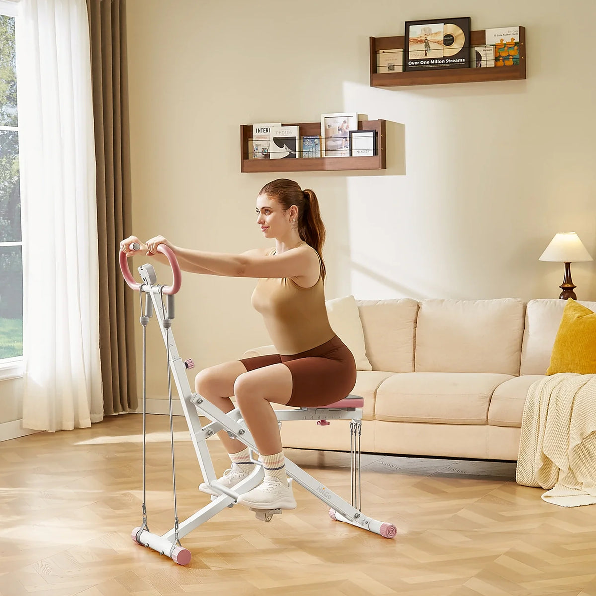 RIDER003 Squat & Rowing  Training Machine, installed in a room