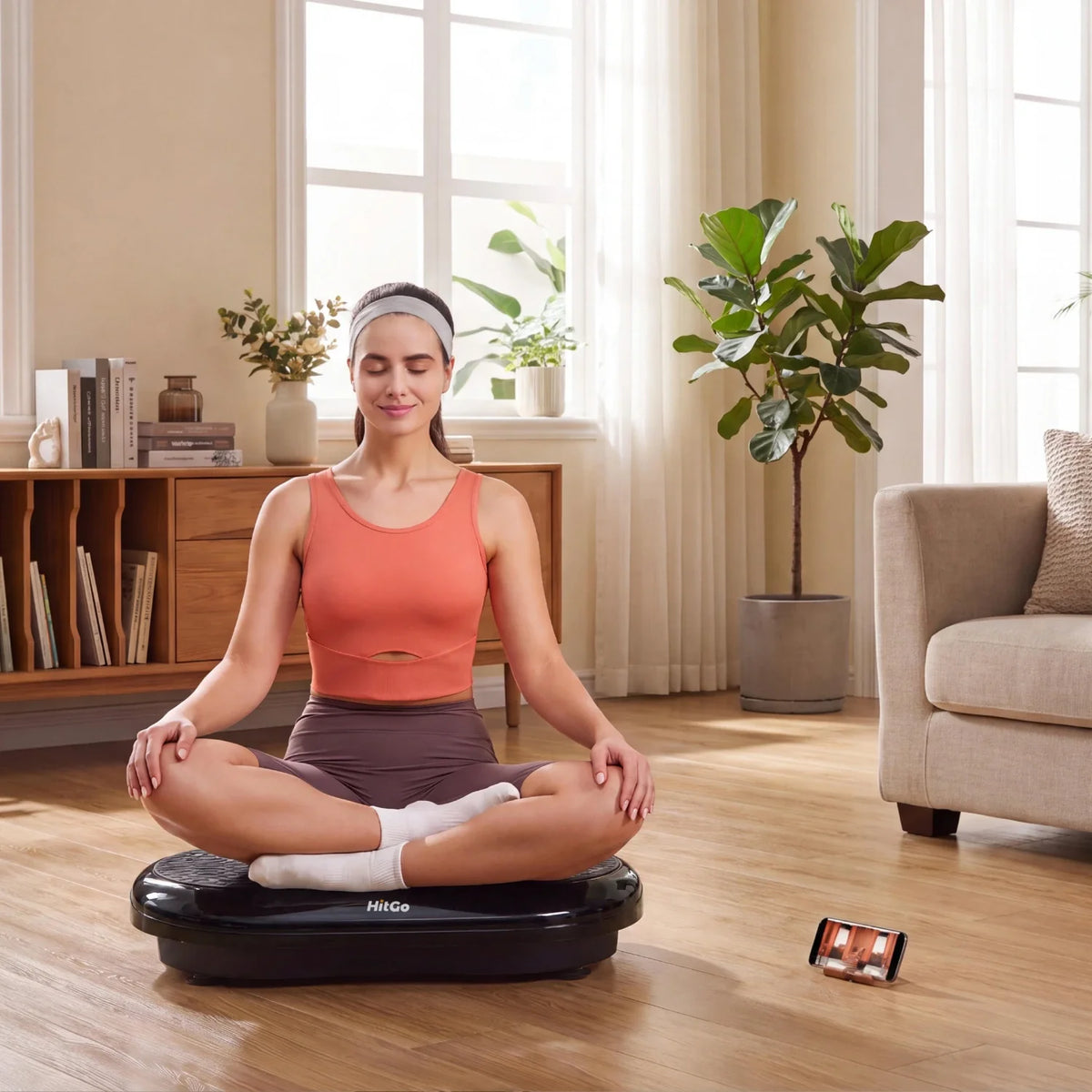 V1 Vibration Plate Exercise Machine, installed in a room