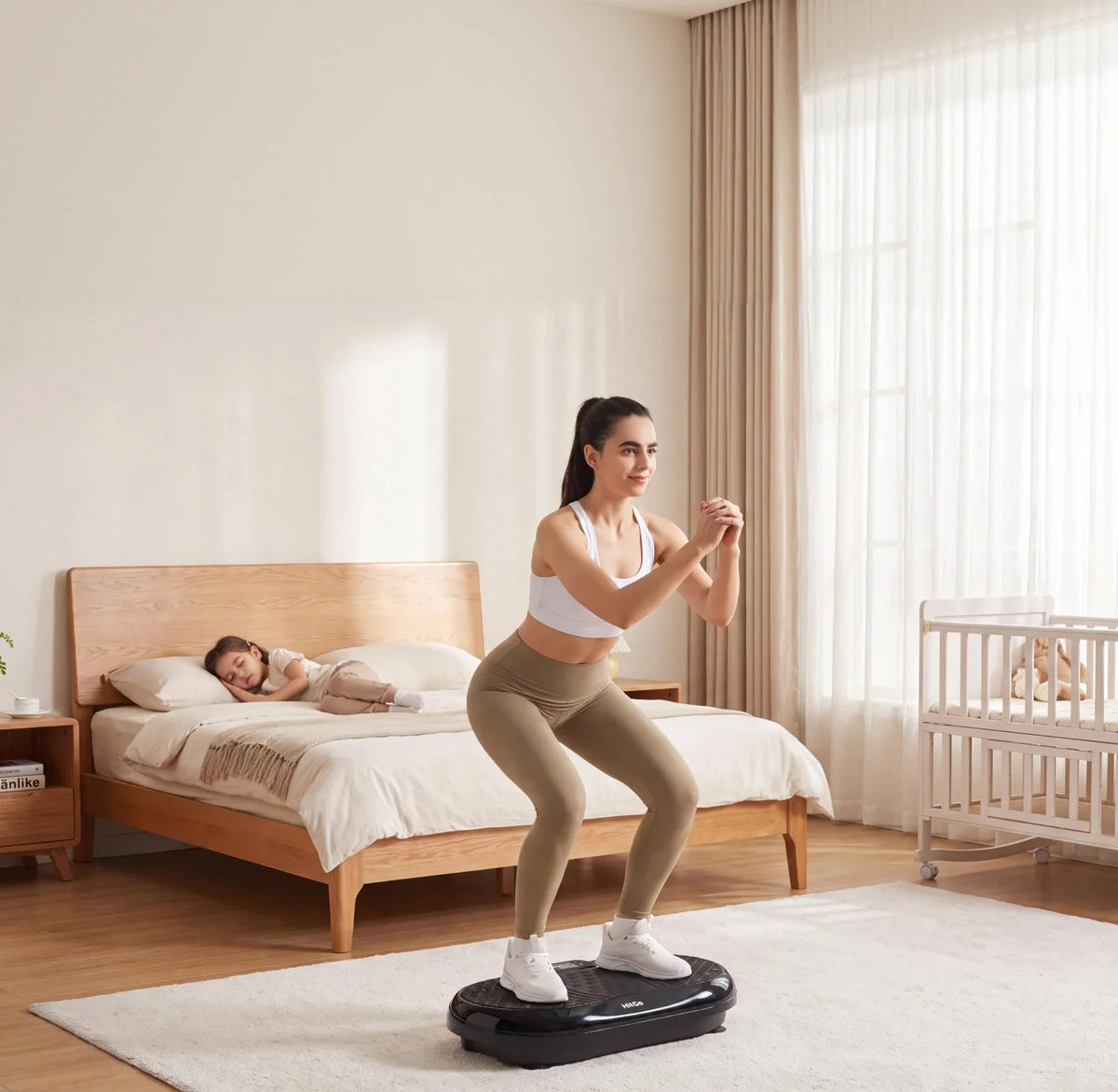 V1 Vibration Plate Exercise Machine, installed in a room