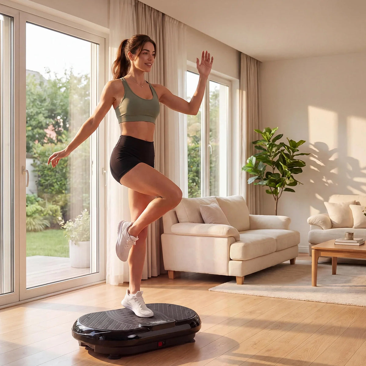 V1 Vibration Plate Exercise Machine, installed in a room
