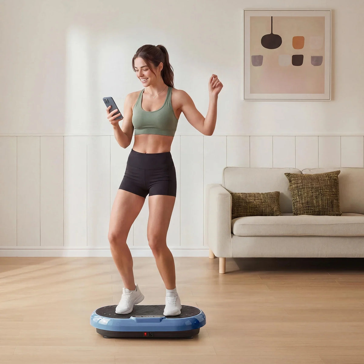 V1 Vibration Plate Exercise Machine, installed in a room