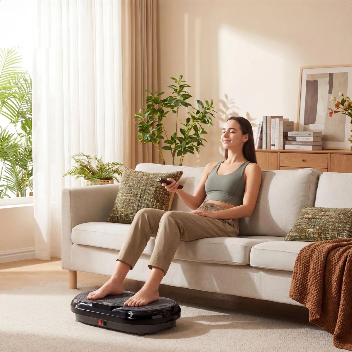 V1 Vibration Plate Exercise Machine, installed in a room