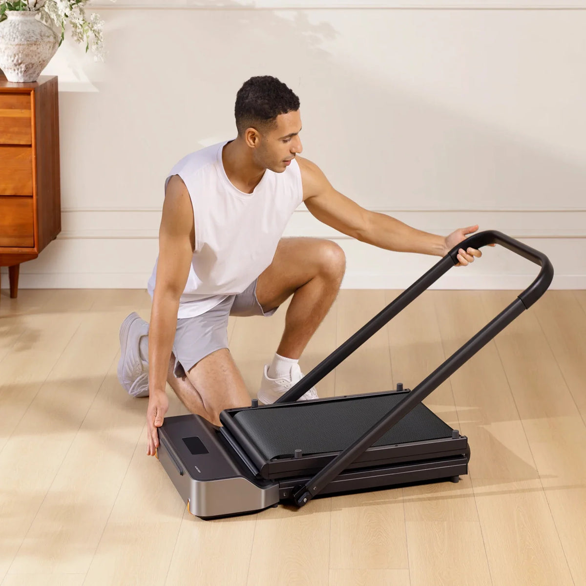 WalkingPad Z1R Folding Treadmill With Handrail, installed in a room