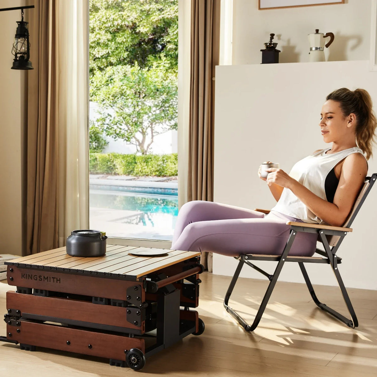 WR3L Tri-fold Water Rowing Machine, installed in a room