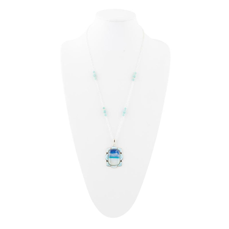 Scenic Beach Blue Larimar and Sterling Silver Pendant Necklace