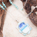 Scenic Beach Blue Larimar and Sterling Silver Pendant Necklace