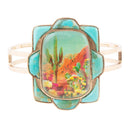 Scenic Sedona Blue Turquoise and Golden Cuff Bracelet