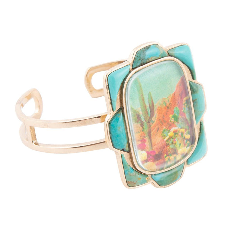 Scenic Sedona Blue Turquoise and Golden Cuff Bracelet