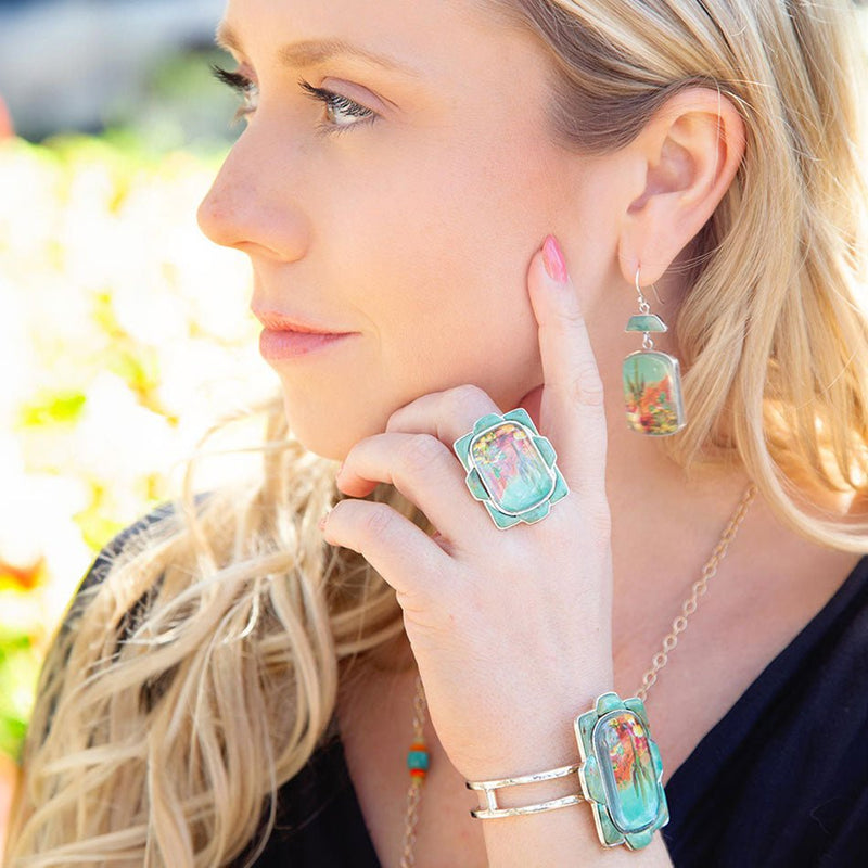 Scenic Sedona Blue Turquoise and Golden Cuff Bracelet