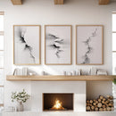 Abstract Mountain 3 Piece Wall Art. Black White Minimalist by Wall Art Set