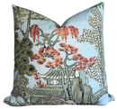 Ready to Ship, 16x16 Asian Scenic Pillow Cover in Spa Blue