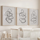Abstract Line Art Wall Art Set of 3. Minimalist Figure Drawings by Wall Art Set