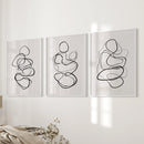 Abstract Line Art Wall Art Set of 3. Minimalist Figure Drawings by Wall Art Set