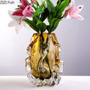 GobekUsa Amber Glass Vase for Modern Home Decor & Flower Arrangement