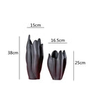 GobekUsa Black Texture Ceramic Vase Irregular Crafts Flower Arrangement Home Decoration