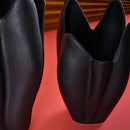 GobekUsa Black Texture Ceramic Vase Irregular Crafts Flower Arrangement Home Decoration