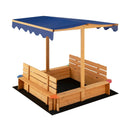 Kids Wooden Sandbox with Canopy and 2 Bench Seats by LJGDeals