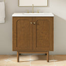 James Martin Laurent 30" Dual Mount Single Bathroom Vanity, Honey Oak