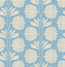 Blue Floral Vintage Wallpaper - Elegant Cream Flower Pattern