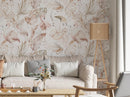 Watercolor Boho Pink Flamingo Wallpaper | Tropical Leaves Background