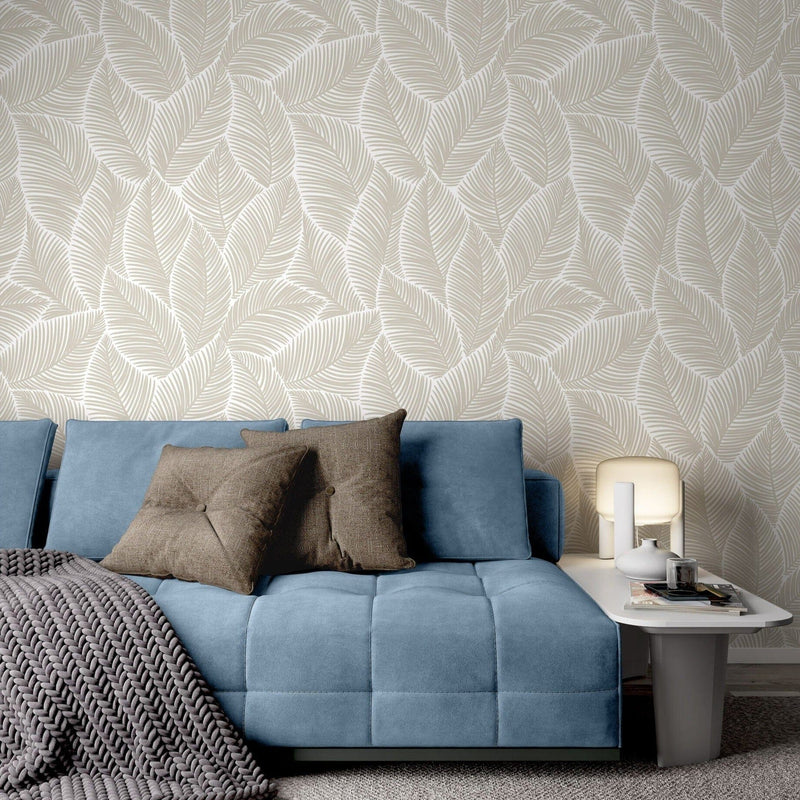 Neutral Toned Elegant Leaves Wallpaper