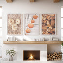 Cozy Fall Wall Art Set of 3. Pumpkins and Autumn Leaves by Wall Art Set