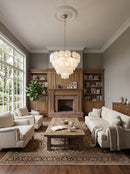Elegant White Murano Disc Chandelier