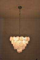 Elegant White Murano Disc Chandelier