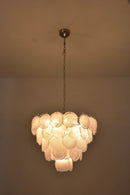 Elegant White Murano Disc Chandelier