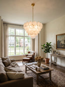 Elegant White Murano Disc Chandelier