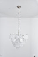 Elegant White Murano Disc Chandelier