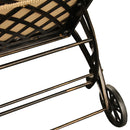 Modern Aluminum Bronze Patio Chaise Lounge with Wheels and Cushion