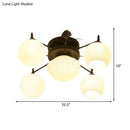 GobekUsa Semi Mount Bubble Shade Living Room Ceiling Light - Traditional White Glass with 5/7 Lights - Black